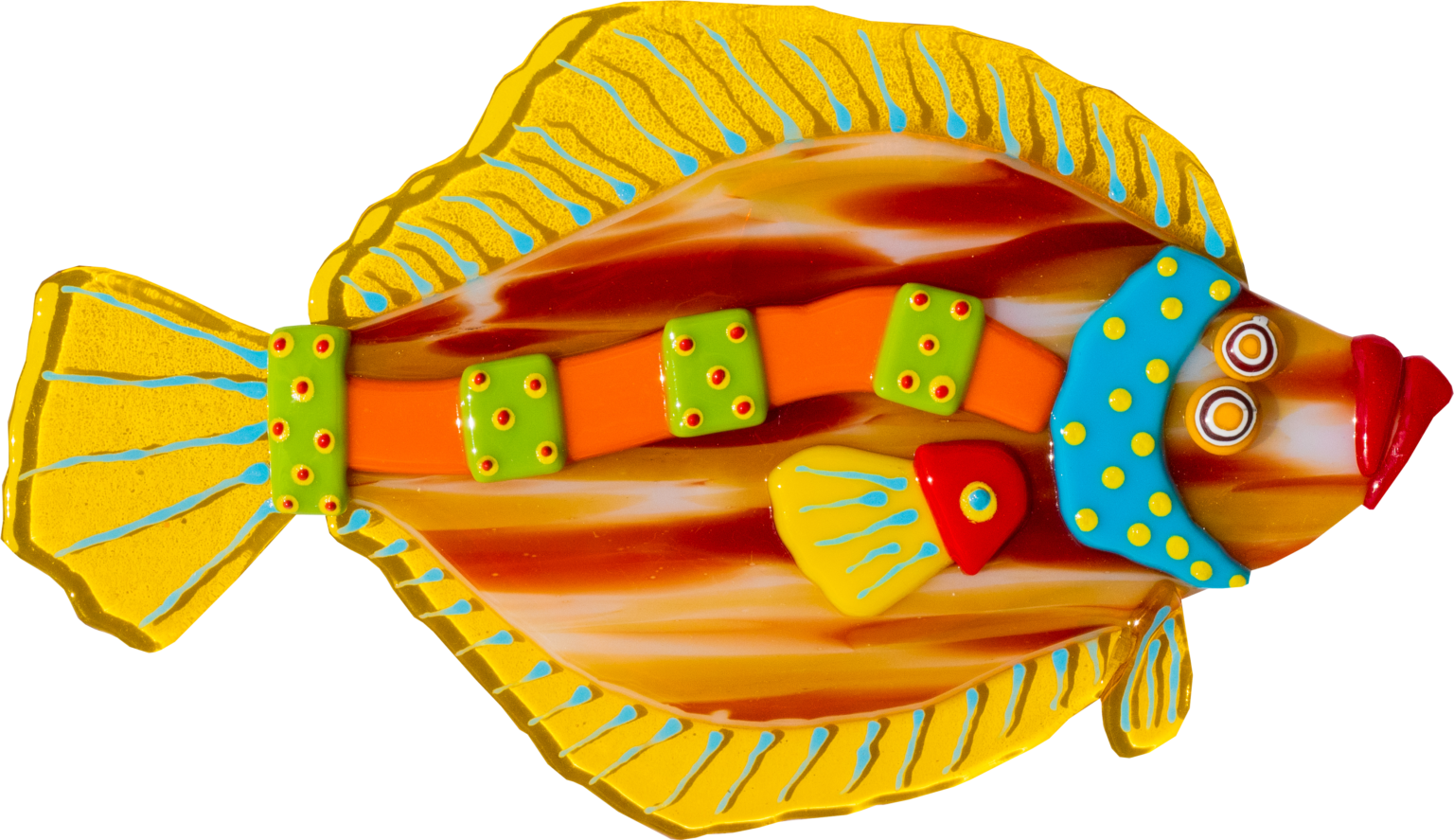 Flounder Fish Yellow/Brown Limited Edition Charlene Heilman Fused