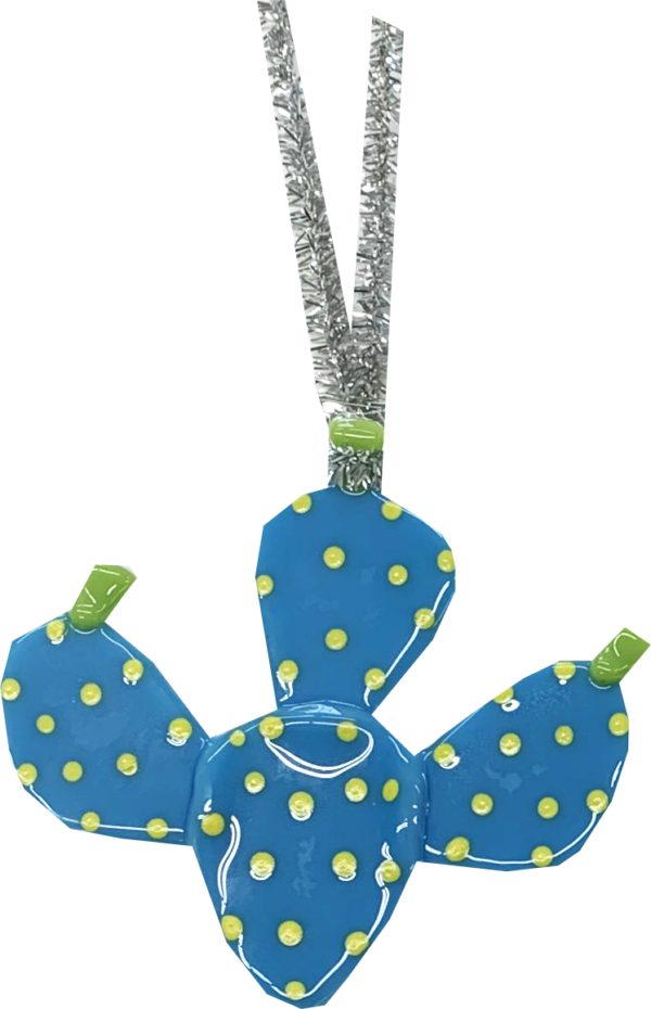 Prickley Pear Cactus Ornament, Aqua