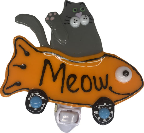 Meow Grey Cat Nightlight
